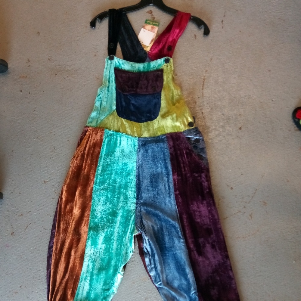 Velvet Overalls by Sacred Threads Ties in Back - Picture 6 of 6